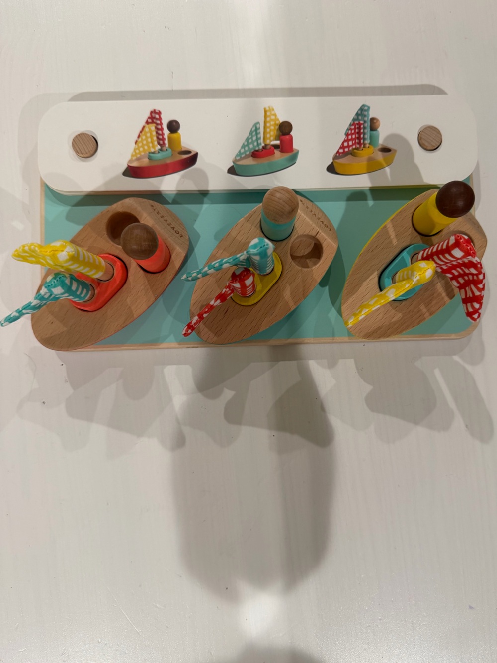 Pattern Match Boats Cards Set Wooden Sailboat Peg Toy LOVEVERY Analyst Play Kit